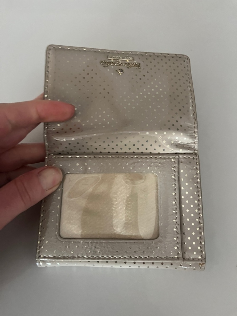 kate spade Metallic Champagne Polka Dot Key Pouch - Picture 5 of 5